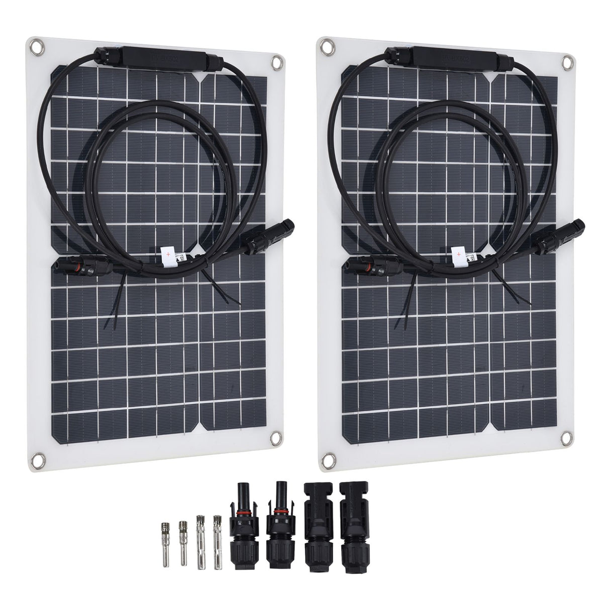 2 Pcs Solar Panels Kit 15W Portable Monocrystalline Solar Panel Charger for Outdoor Boat Caravan RV Charging