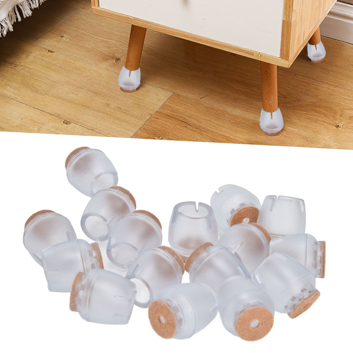 32Pcs Non Slip Furniture Leg Cover Mute Silicone Tables Chairs Leg Caps Floor Protector Transparent
