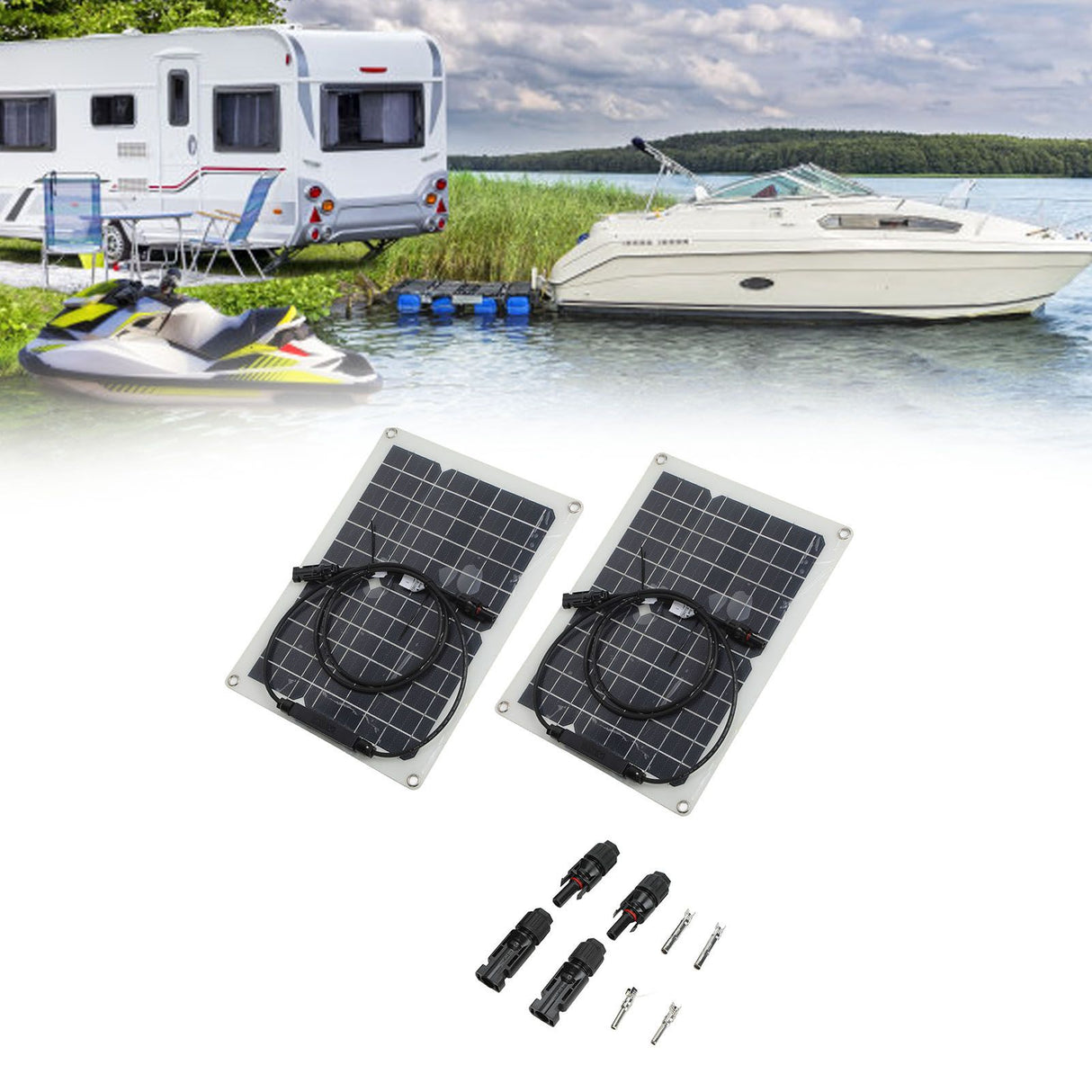 15W Solar Panel Portable Waterproof Monocrystalline Solar Charging Board for Outdoor Car Motor YachtSolar Panel