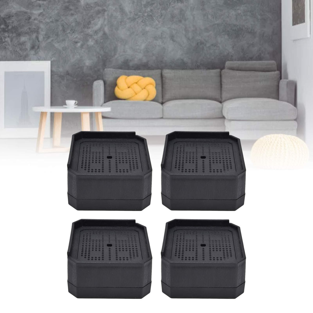 4Set Chair Leg Floor Protectors Square Rubber Non Slip Furniture Leg Pads for Home Bedroom