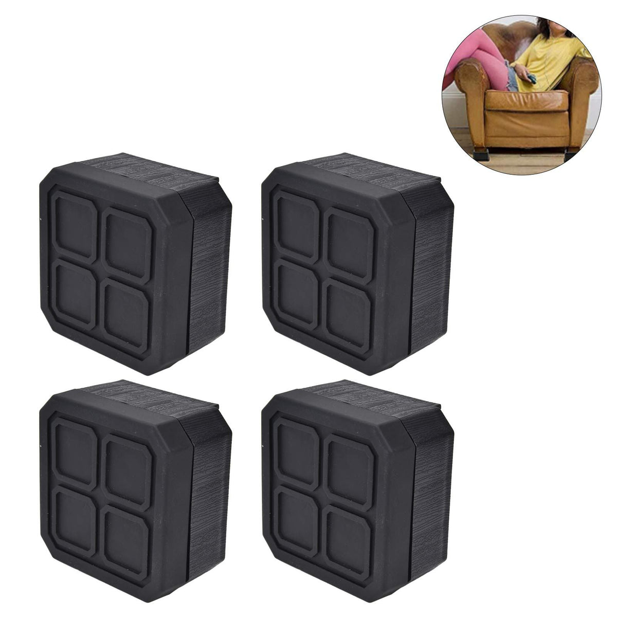 4Set Chair Leg Floor Protectors Square Rubber Non Slip Furniture Leg Pads for Home Bedroom