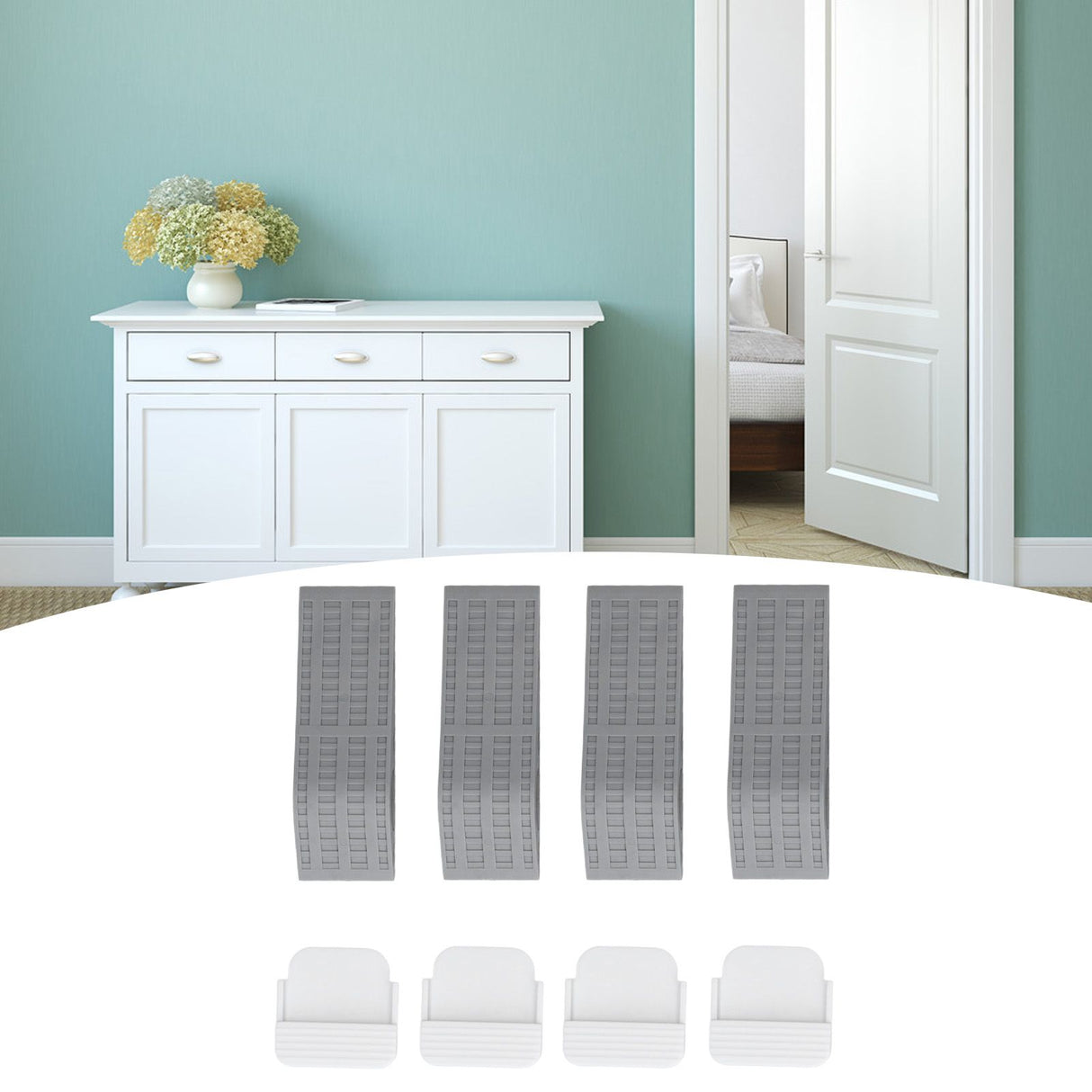 4Set Door Stoppers Non Slip Rubber Door Bottom Stop Wedge Accessories for Home Improvement