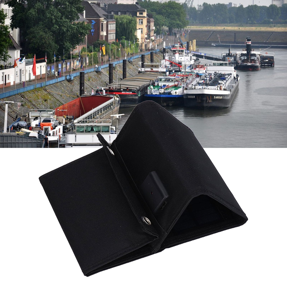 7.5W Solar Panel Kit Portable 5 Folding Solar Charger Bag with Carabiners for Mobile Phone Car Ship