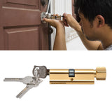 Cylinder Lock Door Locker Core Home Security System Tool Aluminum with Key for Cabinet Mailbox Drawer CupboardGold - Extra Image