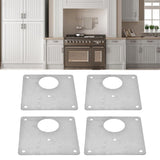4Set Hinge Plate Stainless Steel Hinge Side Plate Cabinet Door Hinge Repair Bracket for Home Kitchen