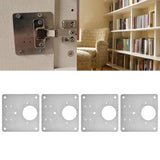 4Set Hinge Plate Stainless Steel Hinge Side Plate Cabinet Door Hinge Repair Bracket for Home Kitchen