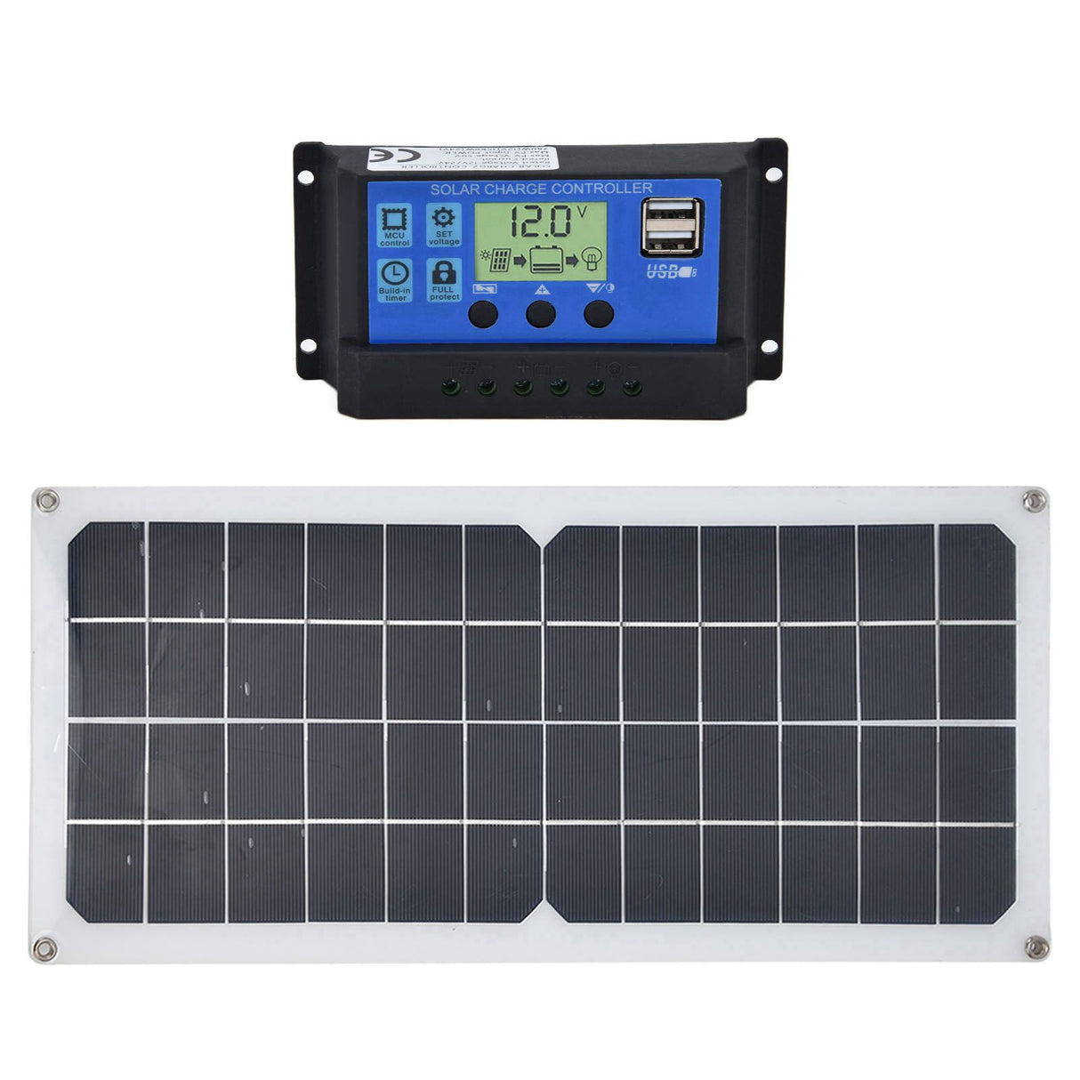 10W Solar Panel Set with 10A Controller Exhaust Fan for Car Yacht RV Boat Moblie Phone Battery