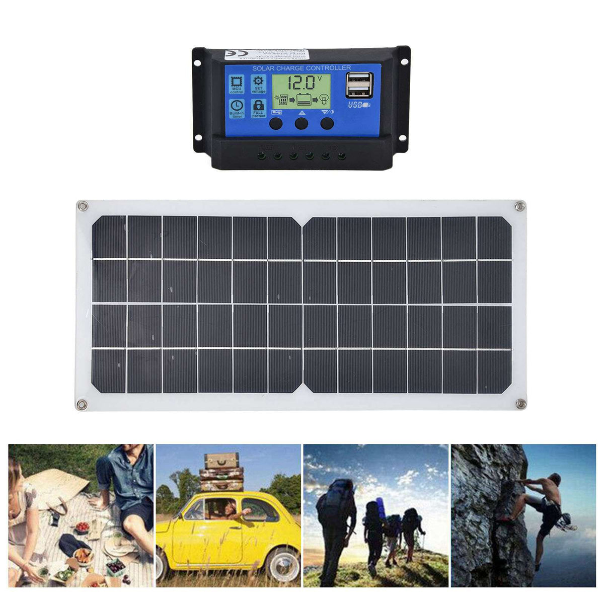 10W Solar Panel Set with 10A Controller Exhaust Fan for Car Yacht RV Boat Moblie Phone Battery
