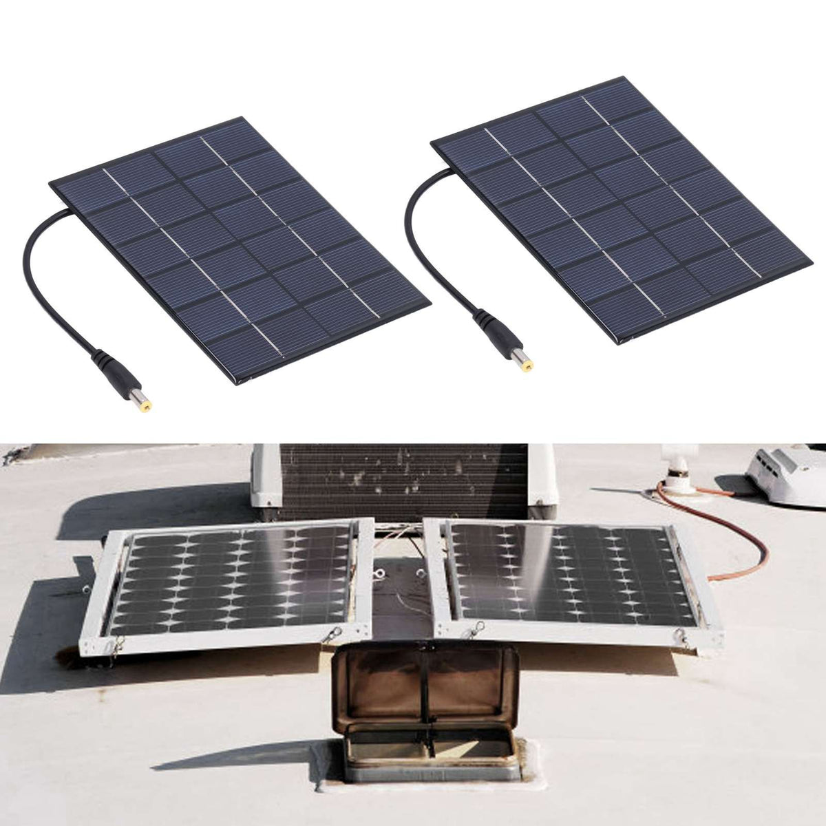2PCS 2W Solar Panels High Conversion Rate DC5521 Output Rechargeable 3.7V Battery Solar Panel Charger for Solar Light