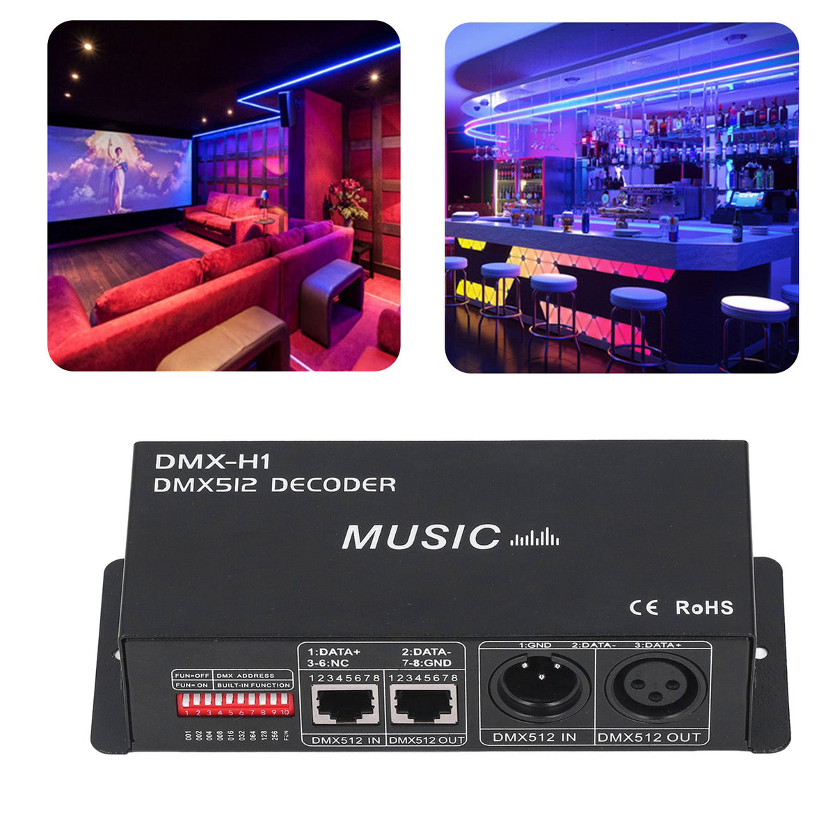 4 Channel DMX 512 Decorder Adjustable RGB Dimming LED Decorder Controller for Bars Hotels Sober Bars4A