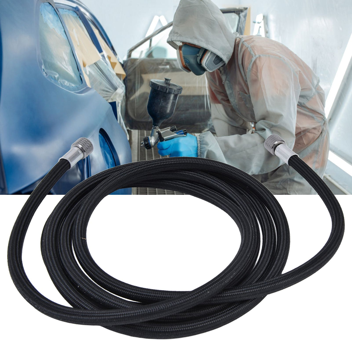 Airbrush Air Hose 1.89m/6.2ft G1/8 Famale Thread Rustproof Airbrush Connecting Tube for Paint Airbrush