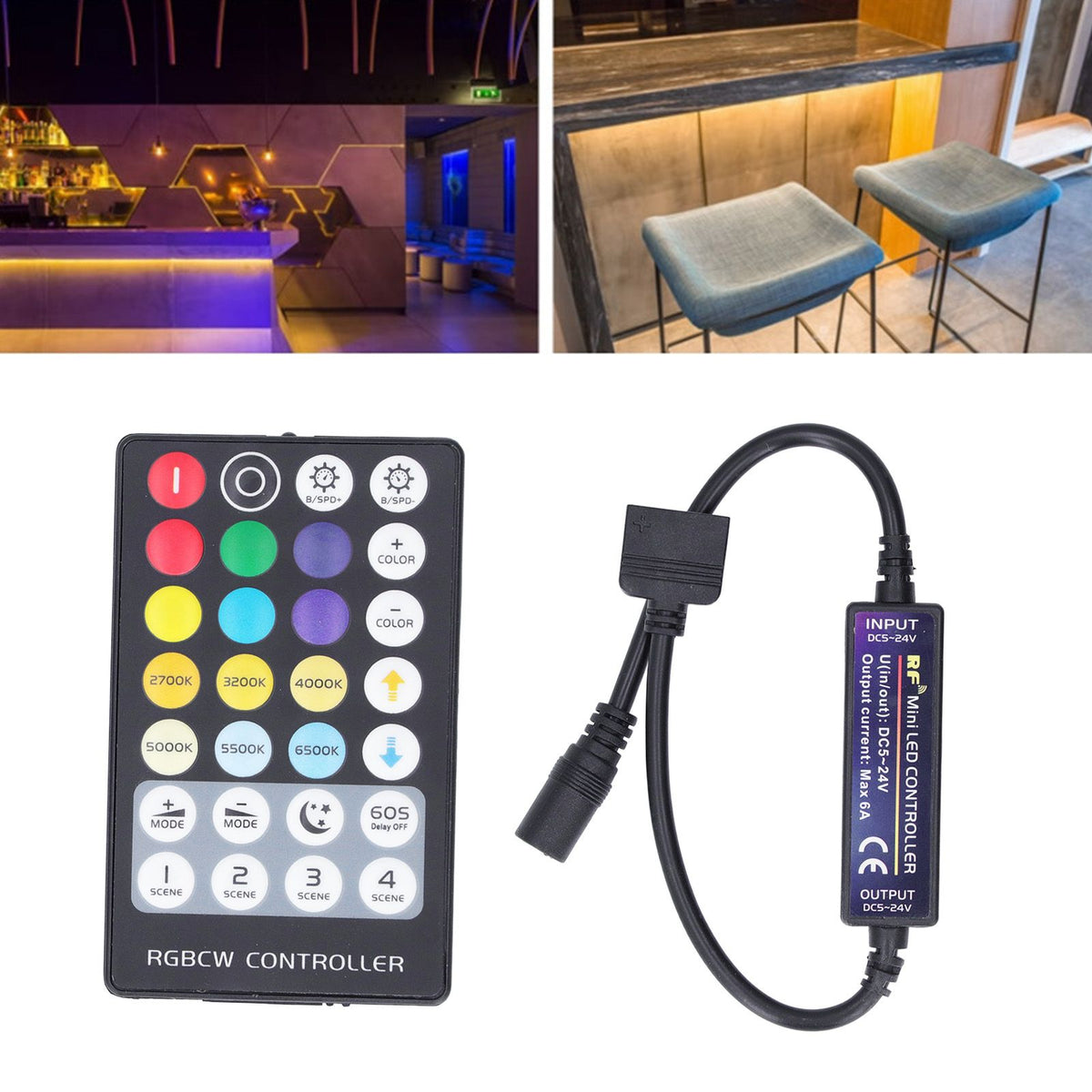 LED Controller Wireless RF 5 in 1 Mini Full Touch LED Light Bar 28 Keys RGB CCT Controller