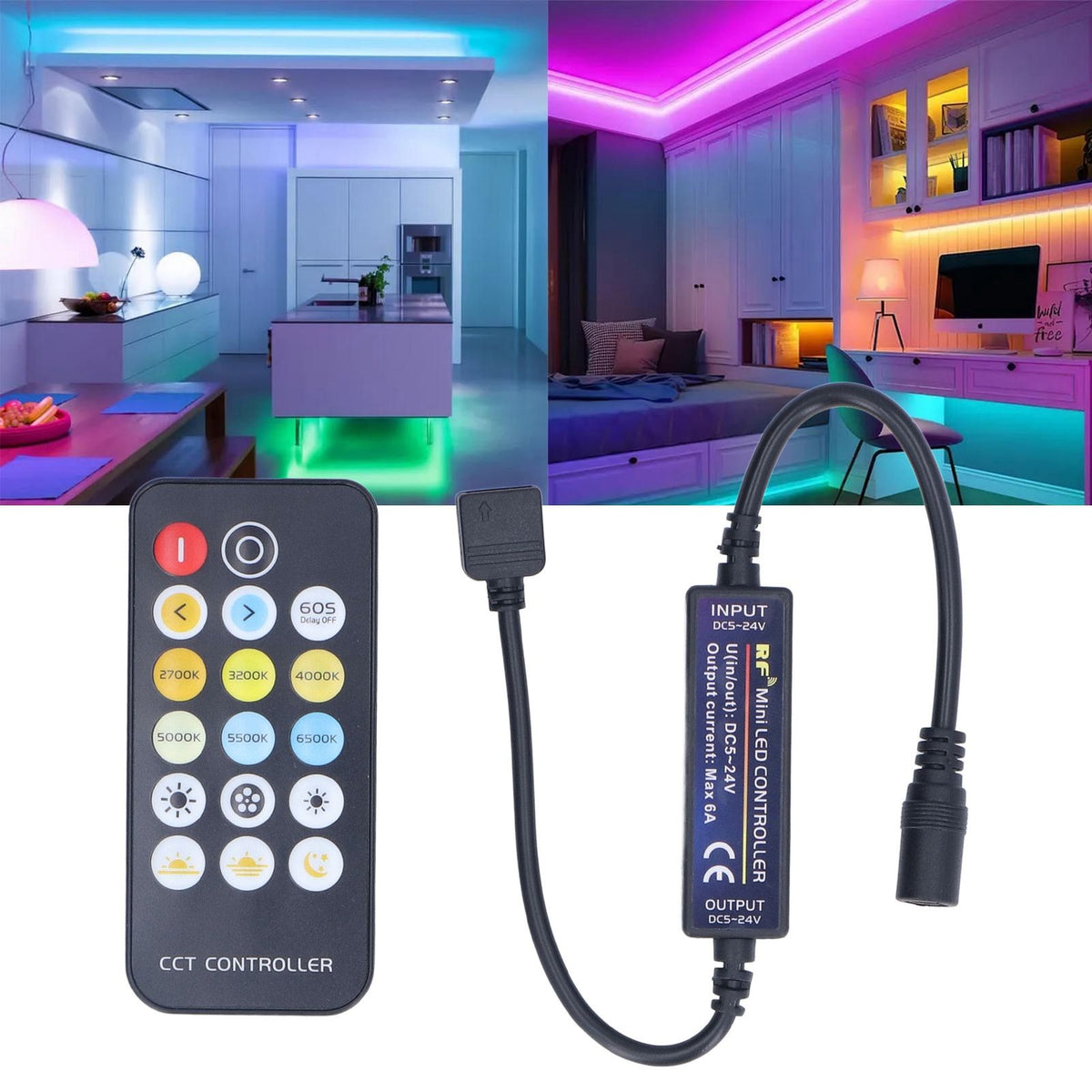Mini RF Dimmer Controll LED Color Temperature Controller 17 Keys Strip Light Controller