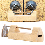 Antique Style Padlock 5cm Spacing Horizontal Lock with Key for Jewelry Box Wooden Box Cabinet Door