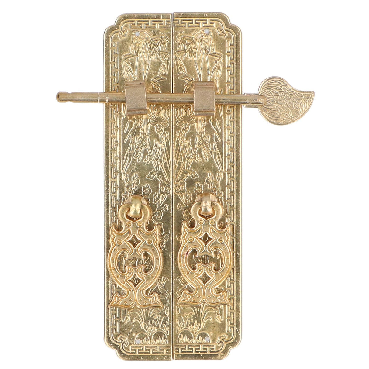 Cabinet Faceplate Brass Material Elegant Retro Botanical Pattern Decorative Chinese Antique Cabinet Handles for Dressers