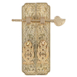 Cabinet Faceplate Brass Material Elegant Retro Botanical Pattern Decorative Chinese Antique Cabinet Handles for Dressers - Front View