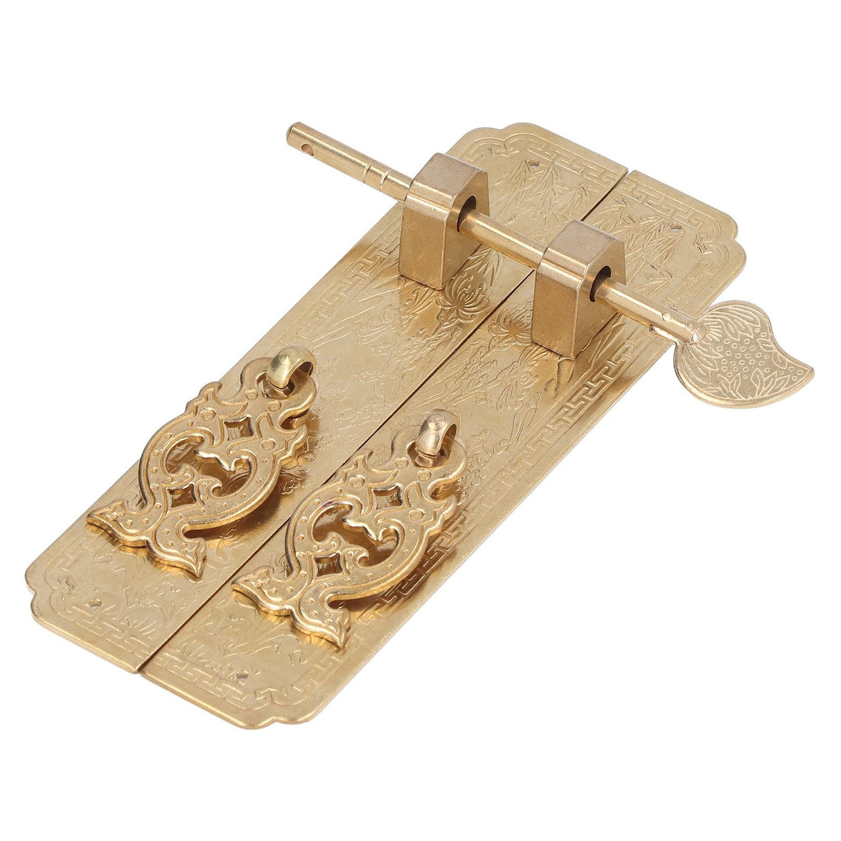Cabinet Faceplate Brass Material Elegant Retro Botanical Pattern Decorative Chinese Antique Cabinet Handles for Dressers