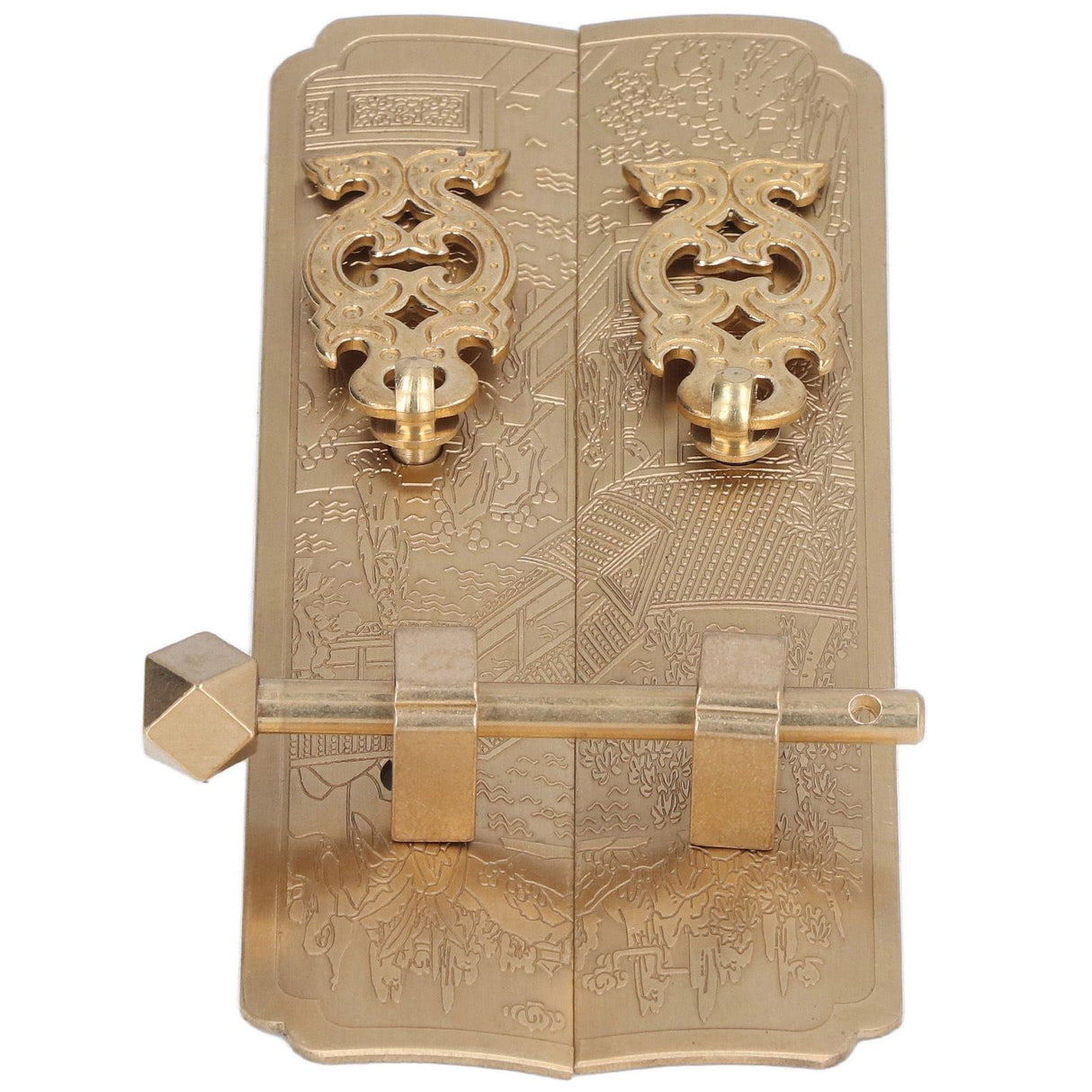 Cabinet Faceplate Retro Style Brass Material Landscape Character Pattern Decorative Cabinet Handles for Wardrobes