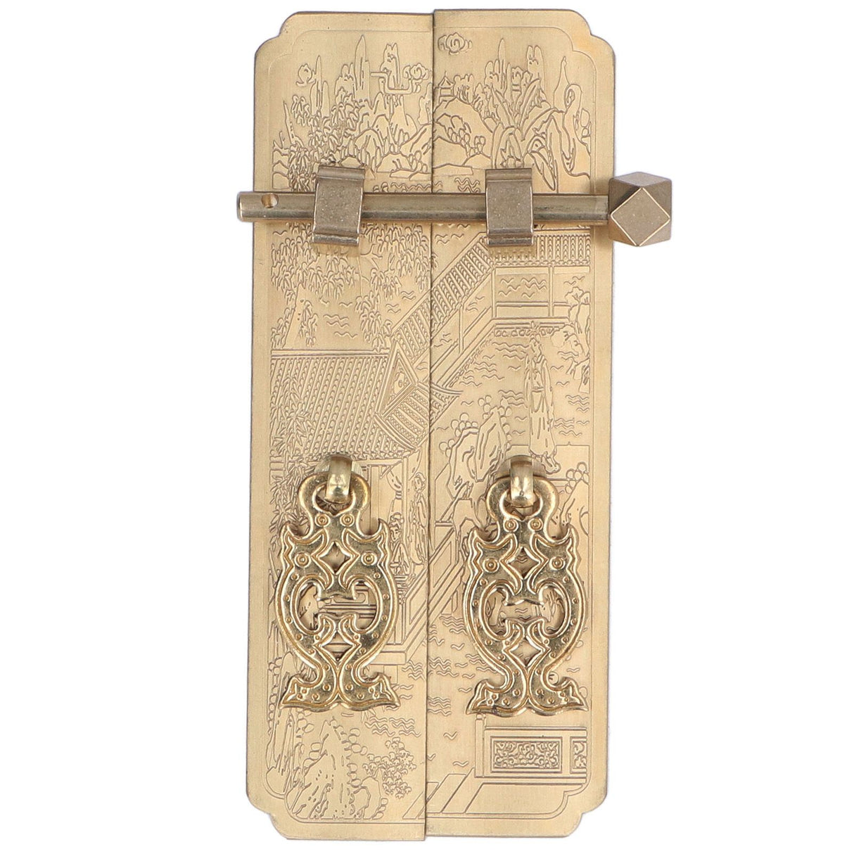 Cabinet Faceplate Retro Style Brass Material Landscape Character Pattern Decorative Cabinet Handles for Wardrobes