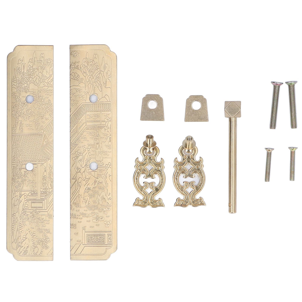 Cabinet Faceplate Retro Style Brass Material Landscape Character Pattern Decorative Cabinet Handles for Wardrobes
