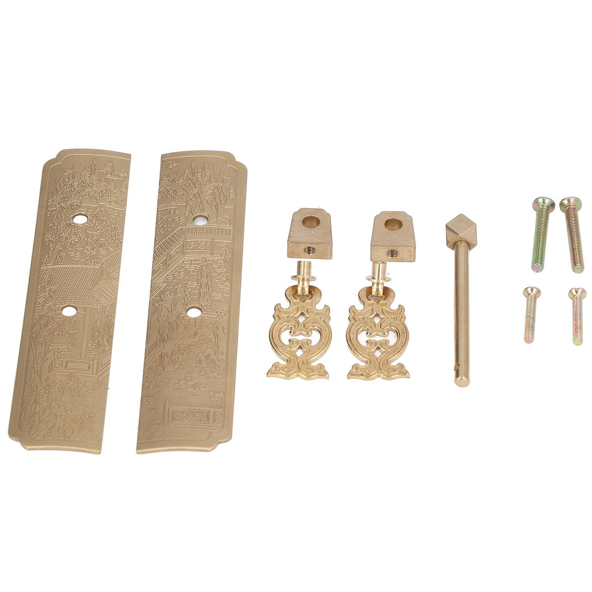 Cabinet Faceplate Retro Style Brass Material Landscape Character Pattern Decorative Cabinet Handles for Wardrobes
