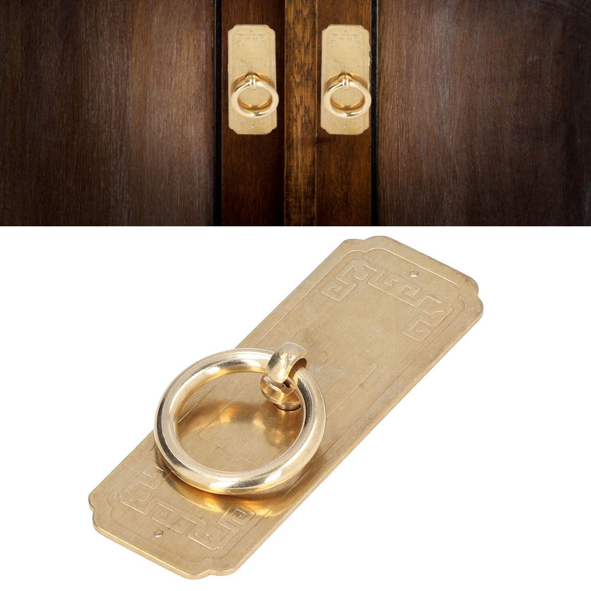 Cabinet Door Handle Chinese Furniture Antique Pattern Pure Copper Cabinet Doors Window Retro HandleLength 10cm