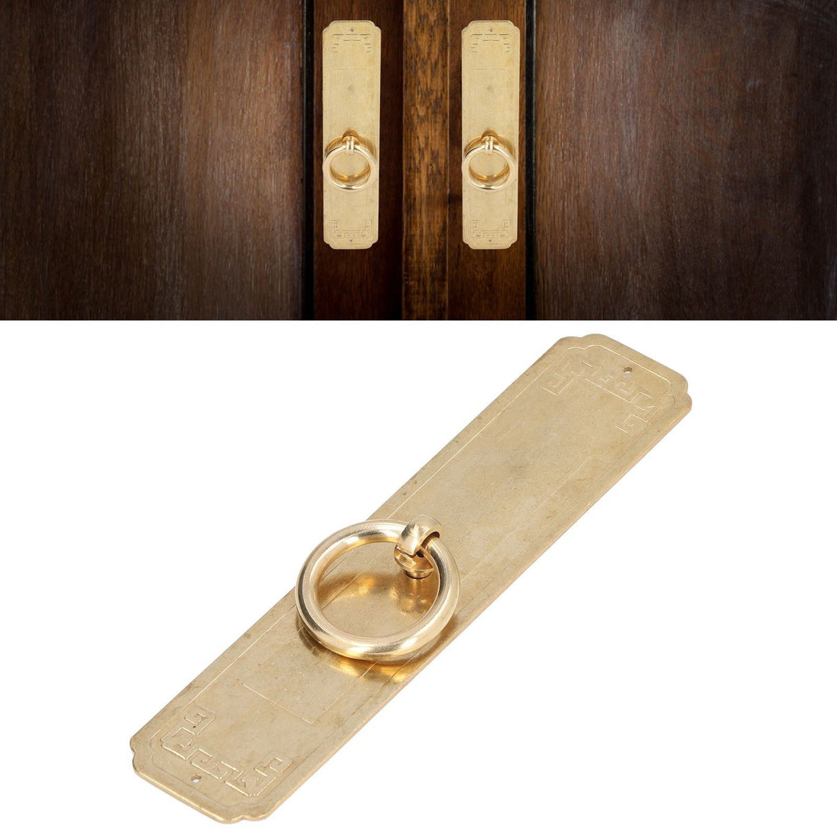Cabinet Door Handle Chinese Furniture Antique Pattern Pure Copper Cabinet Doors Window Retro HandleLength 16cm