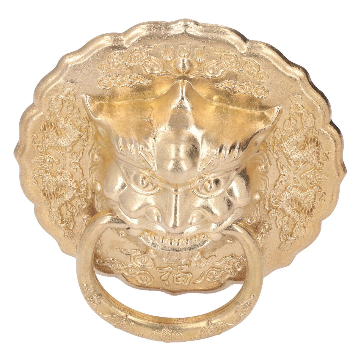 Door Knocker Brass Material Bronze Collision Resistance Chinese Animal Head Pull Ring for Wooden Door Courtyard