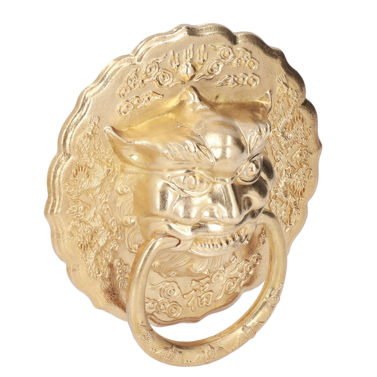 Door Knocker Brass Material Bronze Collision Resistance Chinese Animal Head Pull Ring for Wooden Door Courtyard