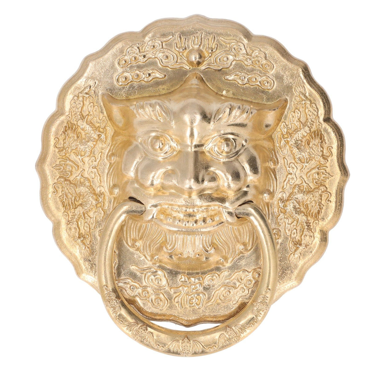 Door Knocker Brass Material Bronze Collision Resistance Chinese Animal Head Pull Ring for Wooden Door Courtyard