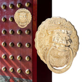 Door Knocker Brass Material Bronze Collision Resistance Chinese Animal Head Pull Ring for Wooden Door Courtyard