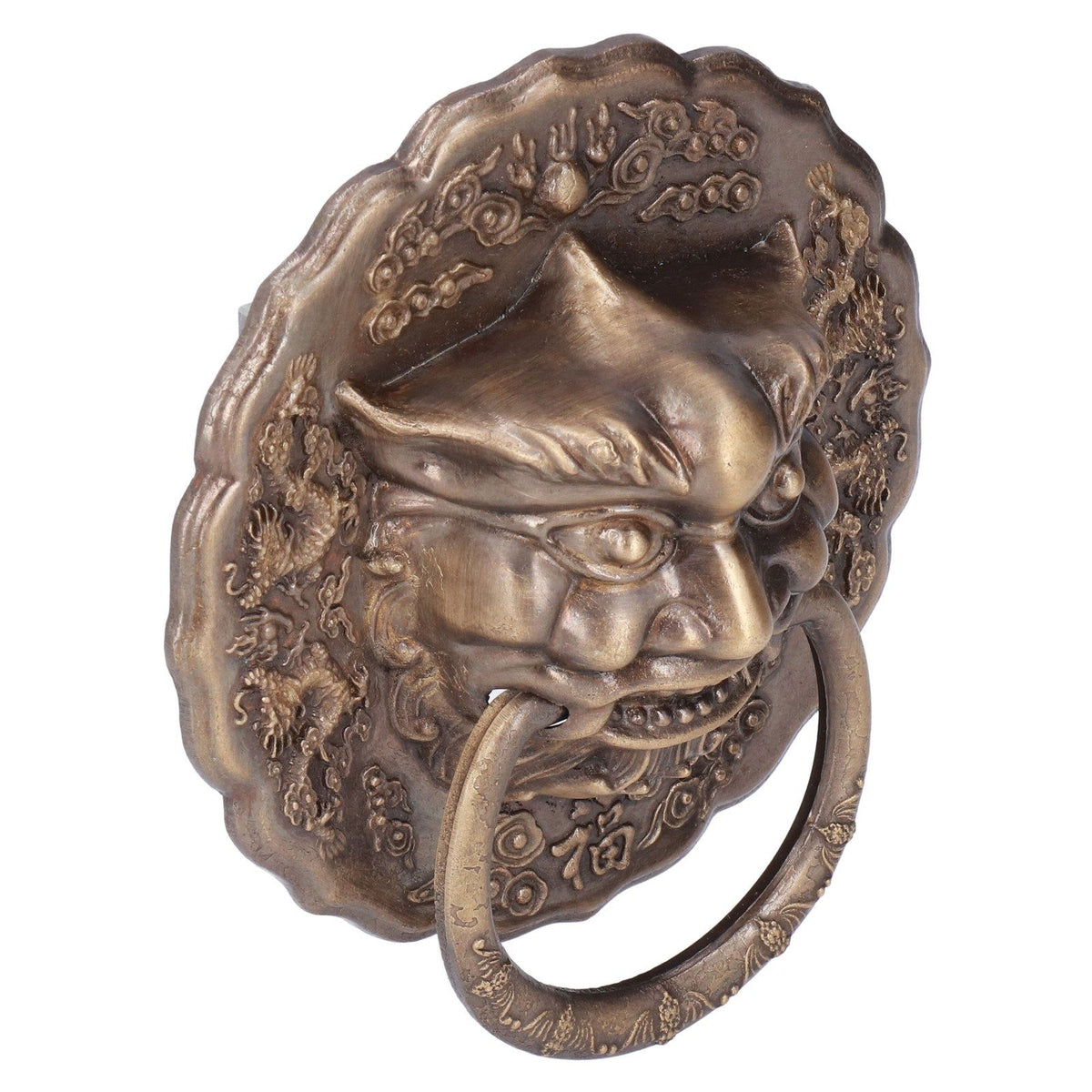 Door Knocker Brass Material 2 Sided Installation Heavy Duty Pull Bronze Chinese Antique Door Pull Ring for Double Door