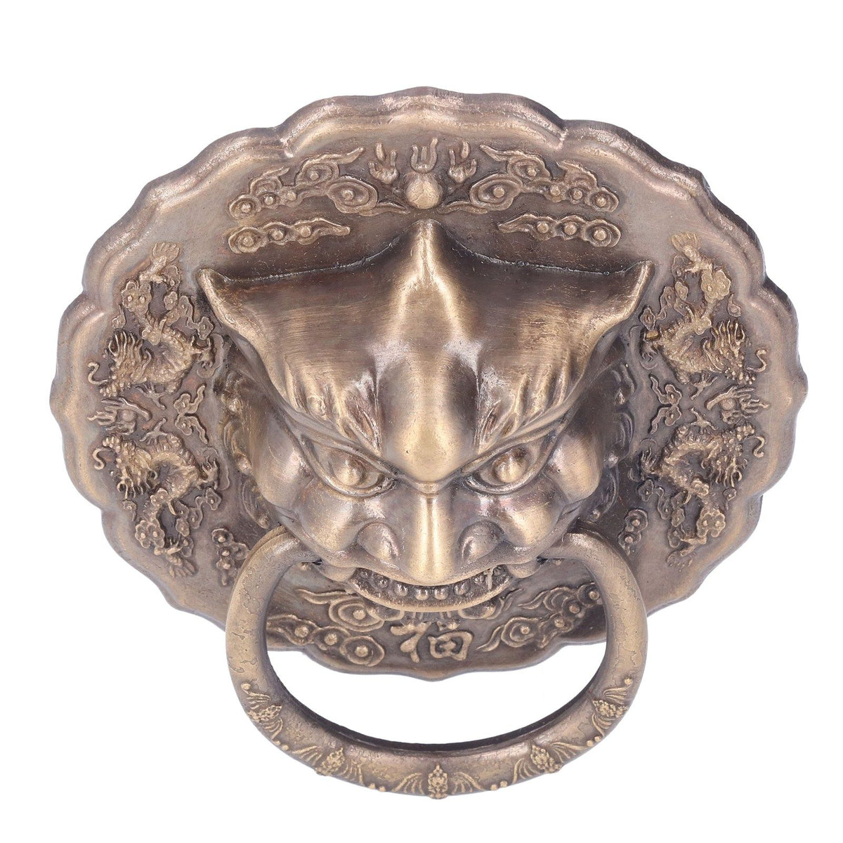 Door Knocker Brass Material 2 Sided Installation Heavy Duty Pull Bronze Chinese Antique Door Pull Ring for Double Door