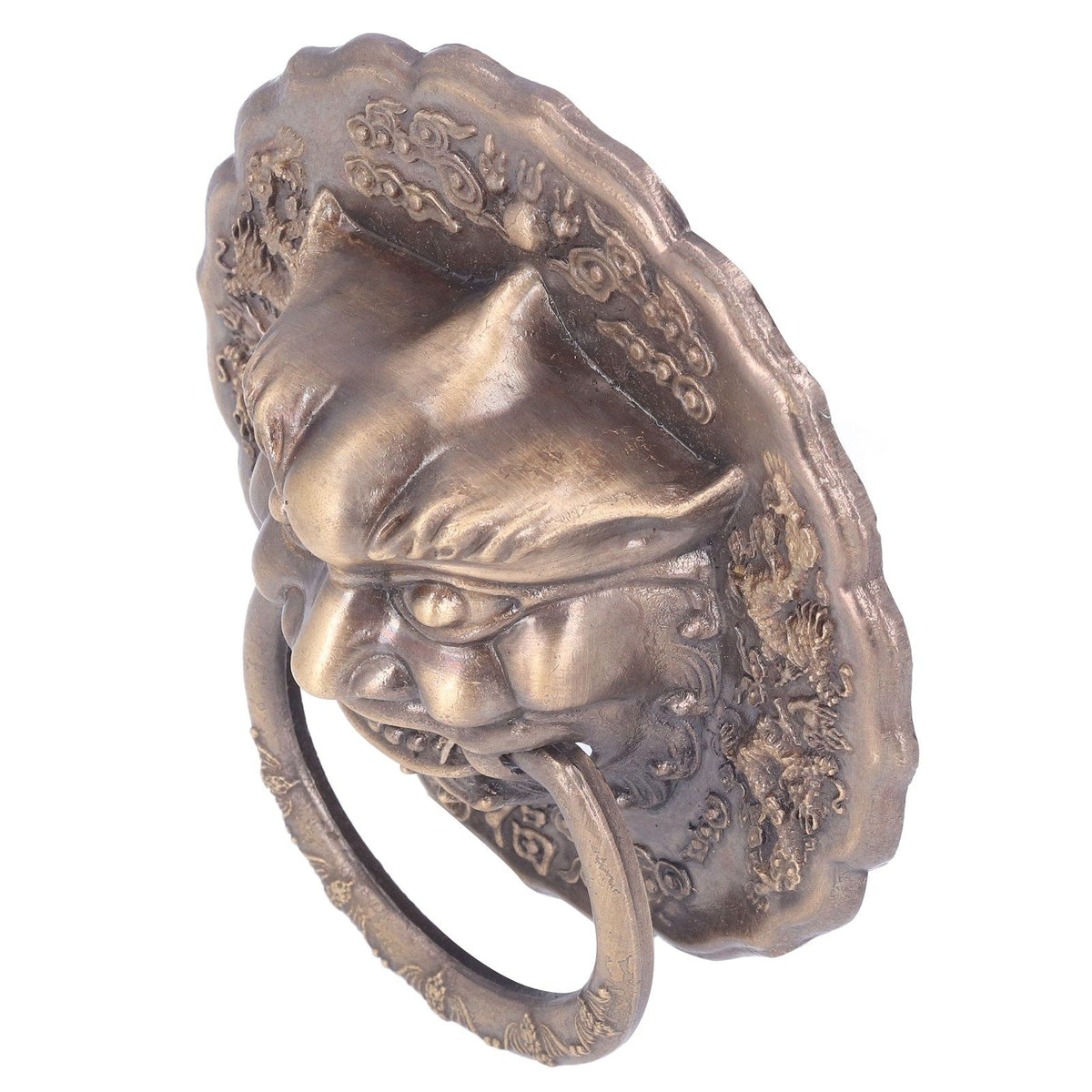 Door Knocker Brass Material 2 Sided Installation Heavy Duty Pull Bronze Chinese Antique Door Pull Ring for Double Door