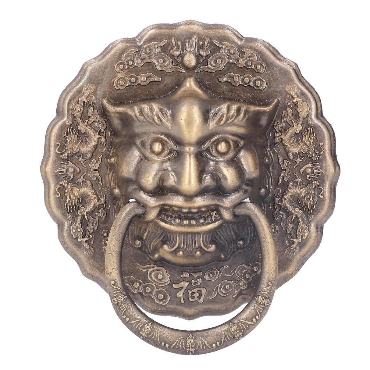 Door Knocker Brass Material 2 Sided Installation Heavy Duty Pull Bronze Chinese Antique Door Pull Ring for Double Door