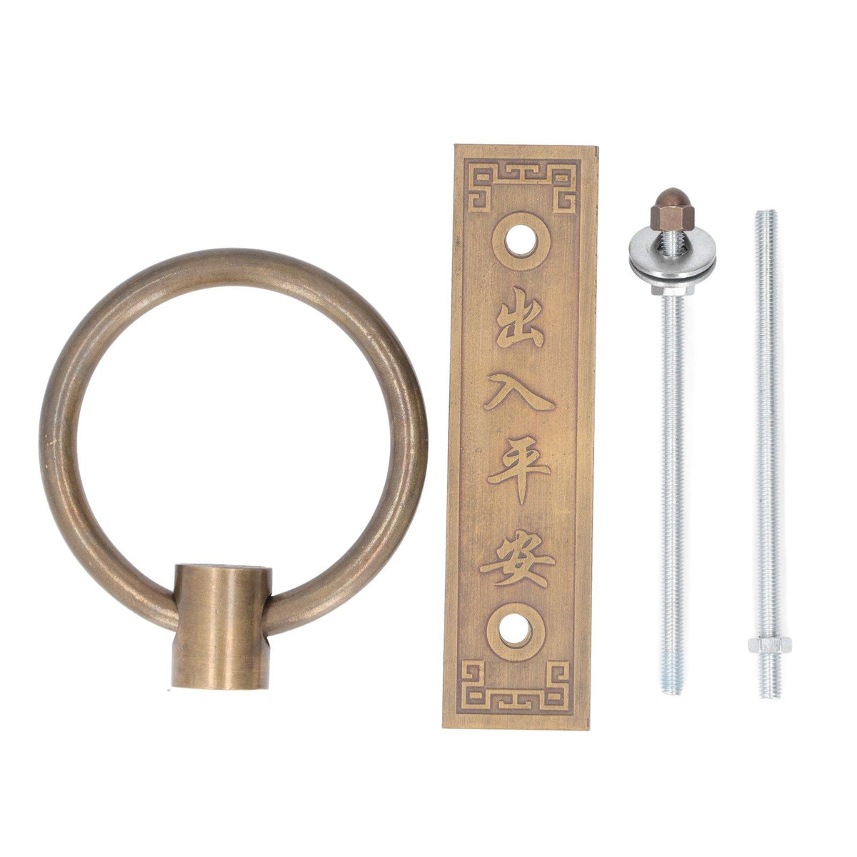 Door Knocker Brass Material 2 Sided Installation Heavy Duty Pull Bronze Chinese Antique Door Pull Ring for Double Door