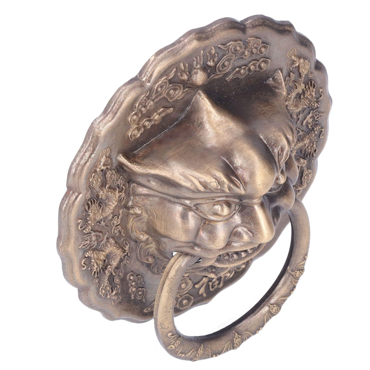 Door Knocker Brass Material 2 Sided Installation Heavy Duty Pull Bronze Chinese Antique Door Pull Ring for Double Door