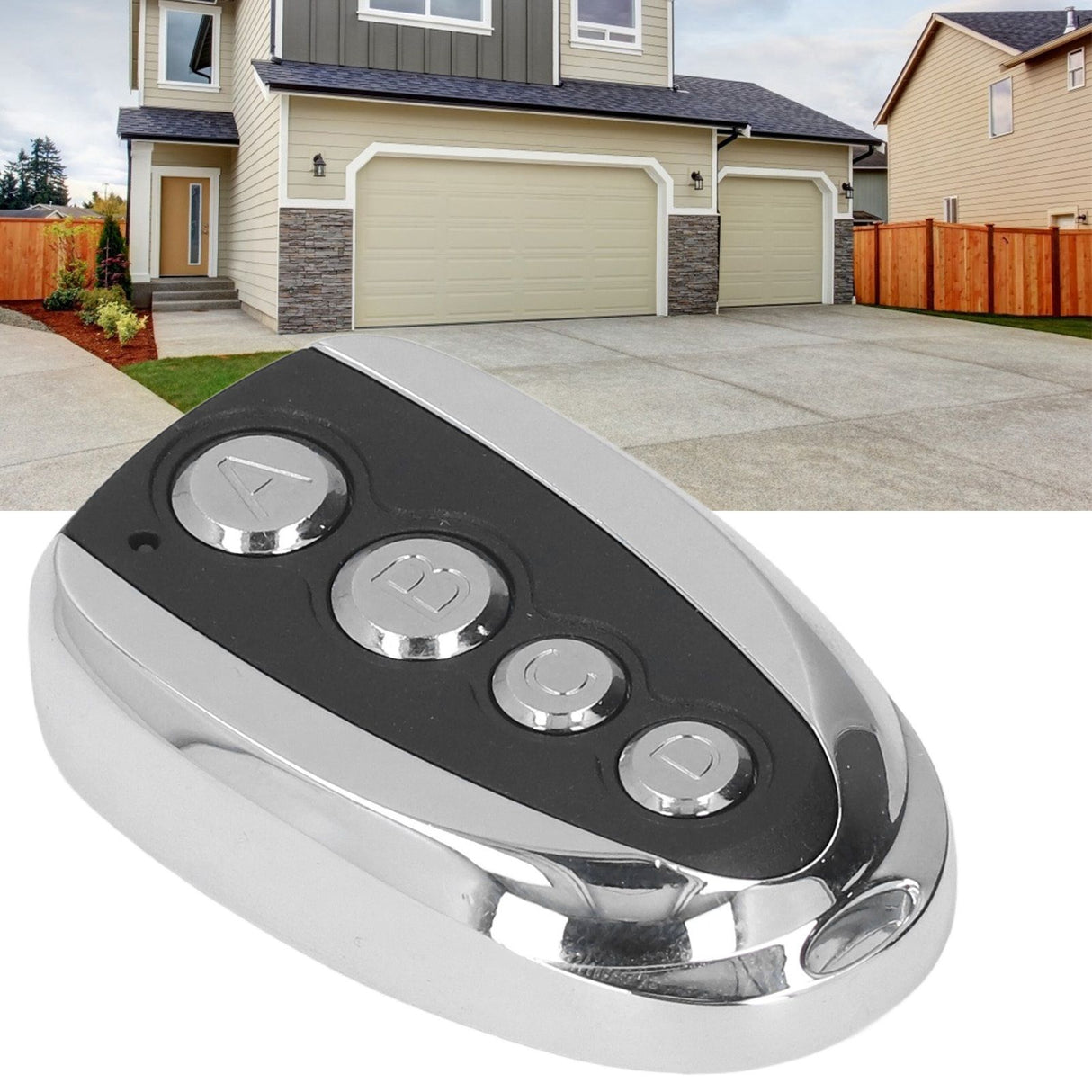 Garage Door Remote Control Opener 433MHz 4 Buttons Anti Theft with Key Chain for Curtain Doors Security System
