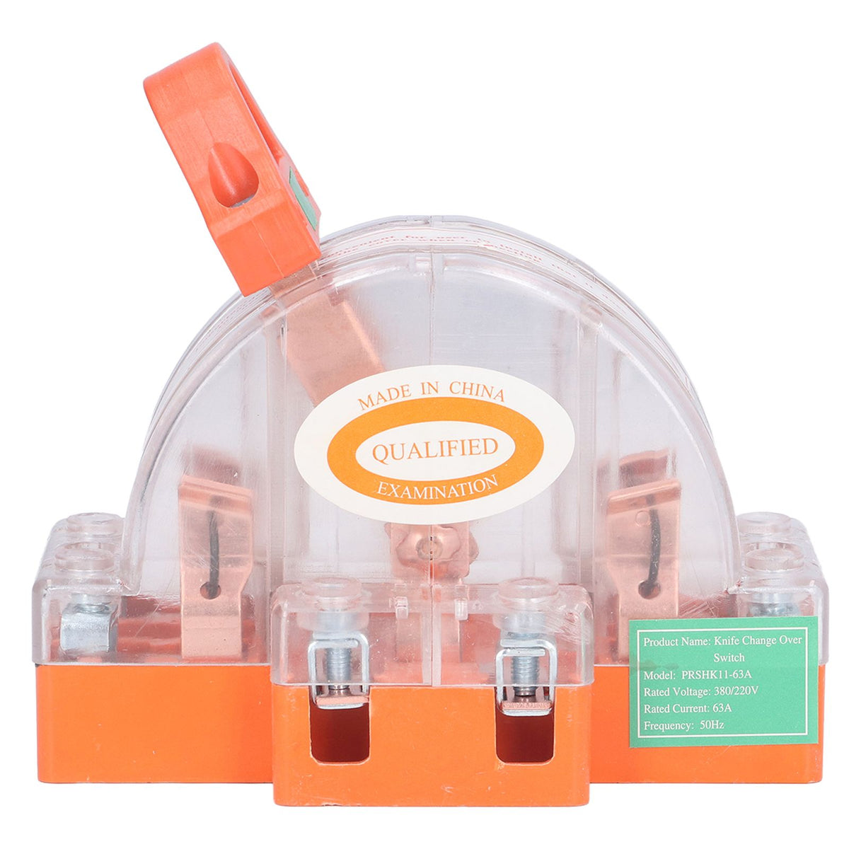 Knife Switch 2P 63A Pure Copper LED Bidirectional Dual Throw with Transparent Shell for Home Appliances AC220V