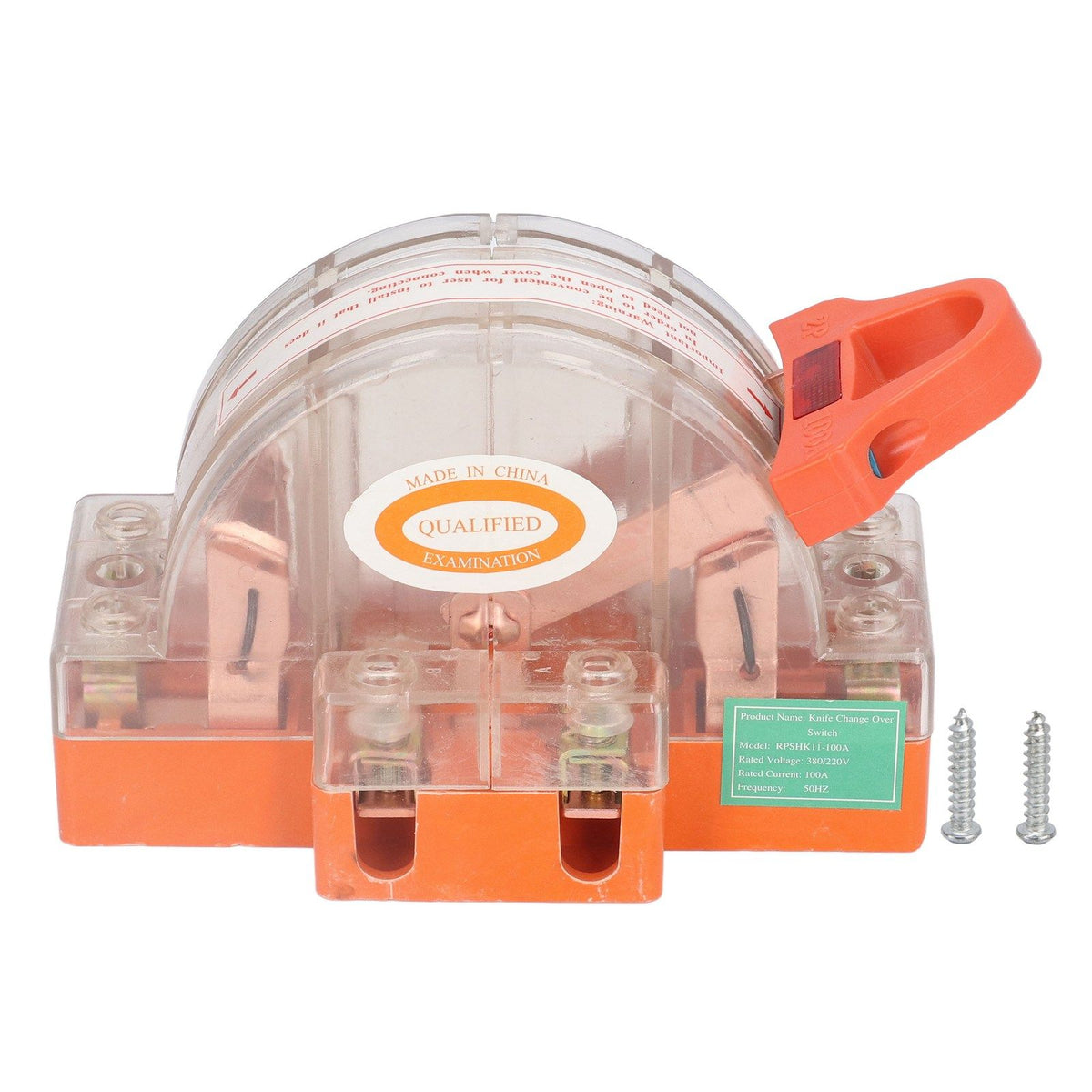 Double Pole Knife Switch Transparent Shell 2P 100A Safety Knife Switch with LED Indicator for Generator Power Switches