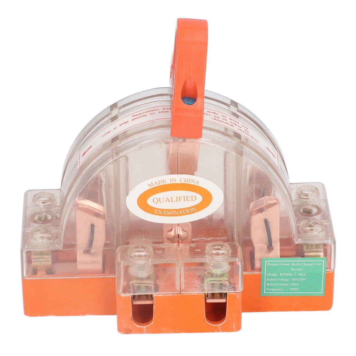 Double Pole Knife Switch Transparent Shell 2P 100A Safety Knife Switch with LED Indicator for Generator Power Switches