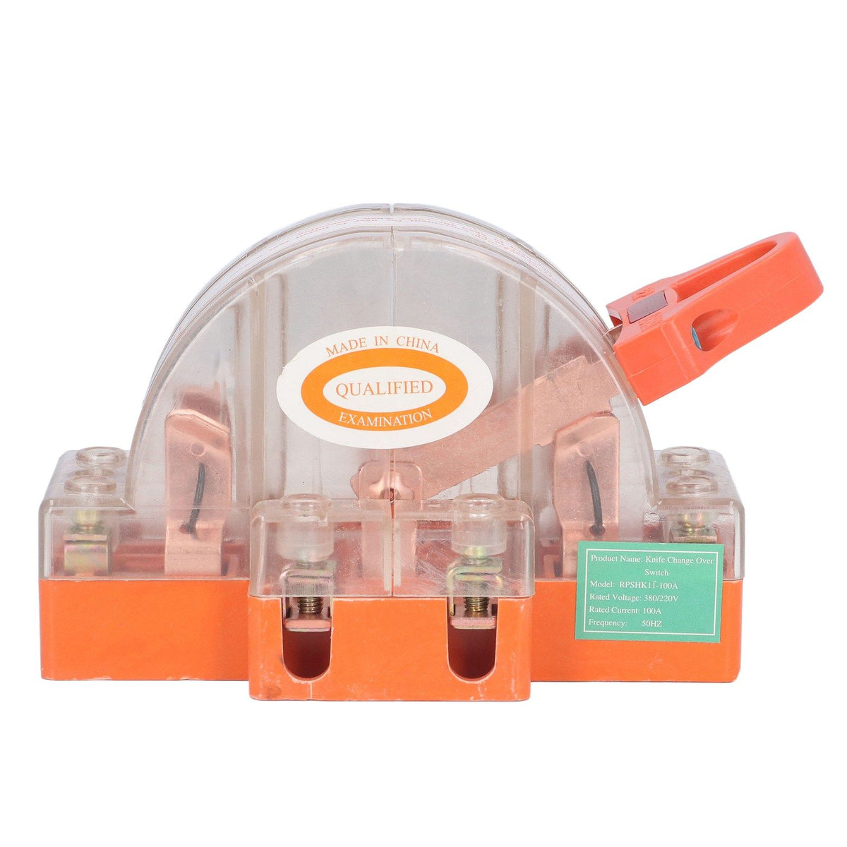 Double Pole Knife Switch Transparent Shell 2P 100A Safety Knife Switch with LED Indicator for Generator Power Switches