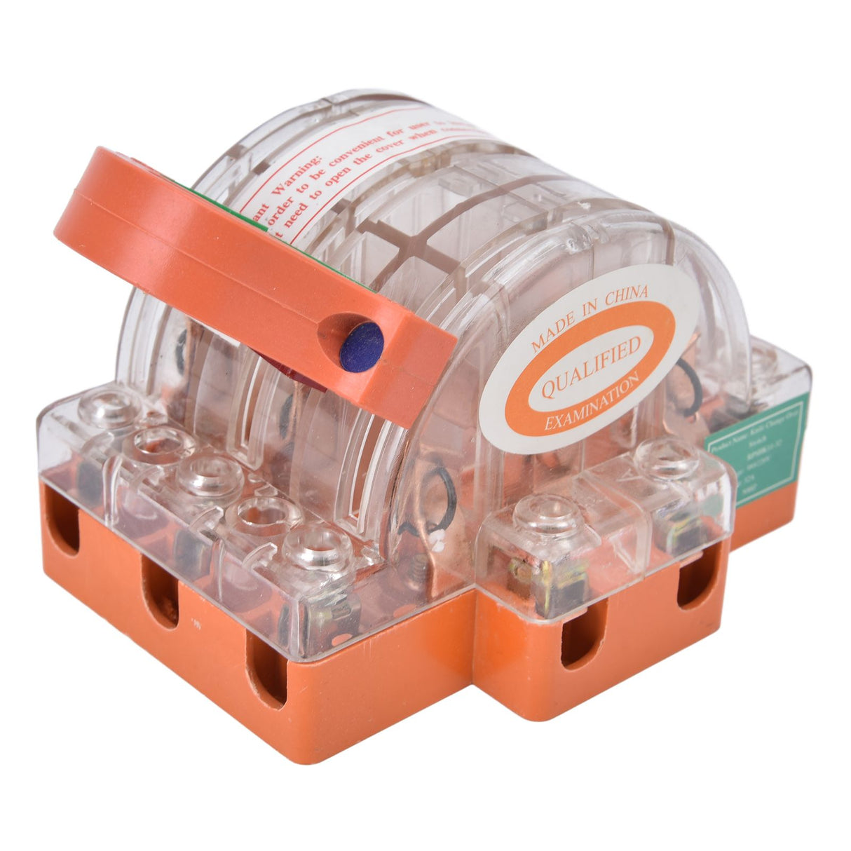 AC 380V 32A 3 Pole Knife Switch with LED Indicator Copper Transparent Shell Double Throw Disconnect Knife Switch
