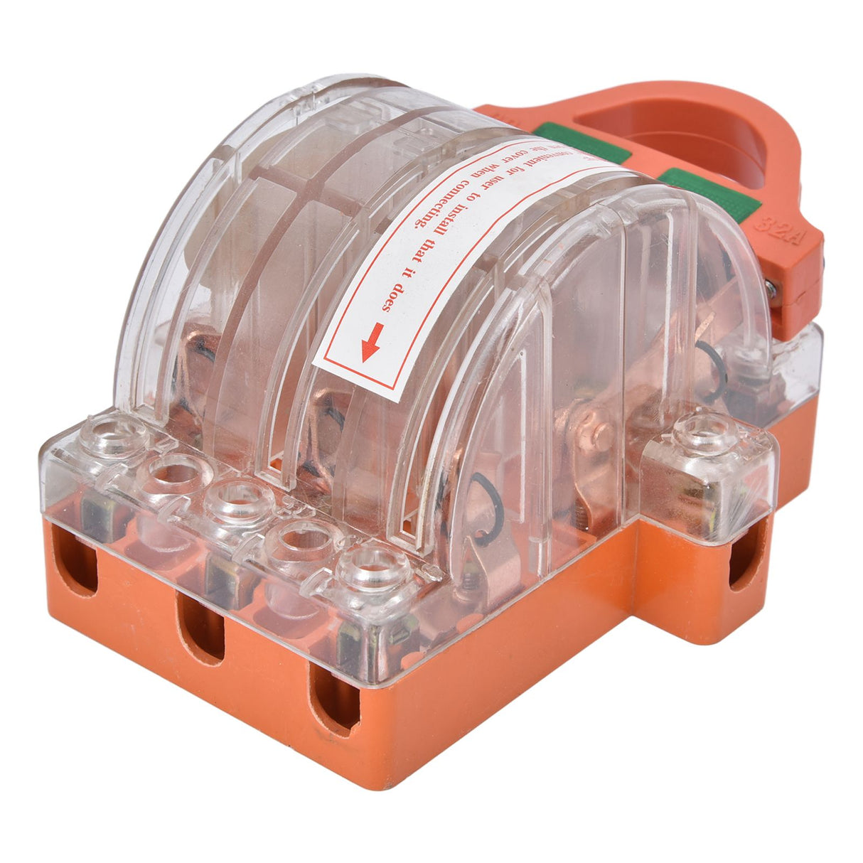 AC 380V 32A 3 Pole Knife Switch with LED Indicator Copper Transparent Shell Double Throw Disconnect Knife Switch