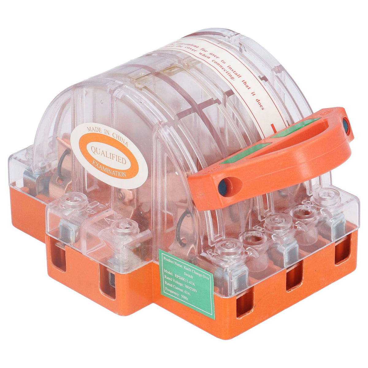 3 Pole Knife Switch Anti Electrical Shock Good Contact 63A AC380V Safety Knife Switch with LED Indicator for Generator