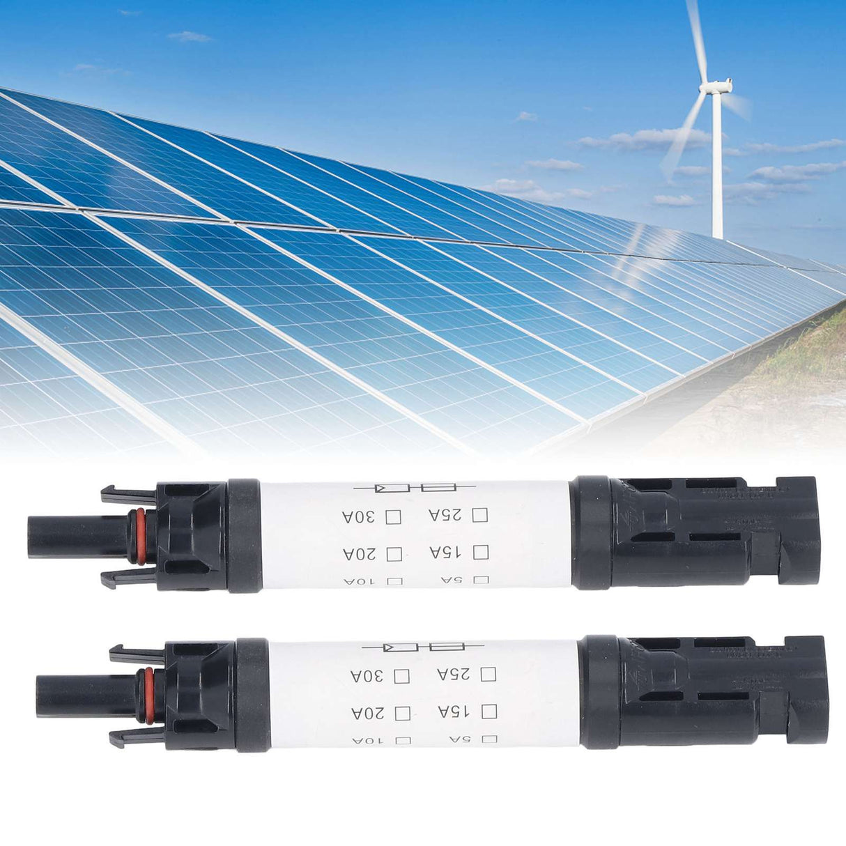 2Sets Solar PV Connectors Set IP68 Waterproof Anti UV 1000V Solar Built in Fuse Connector for Solar Cables/Controllers30A