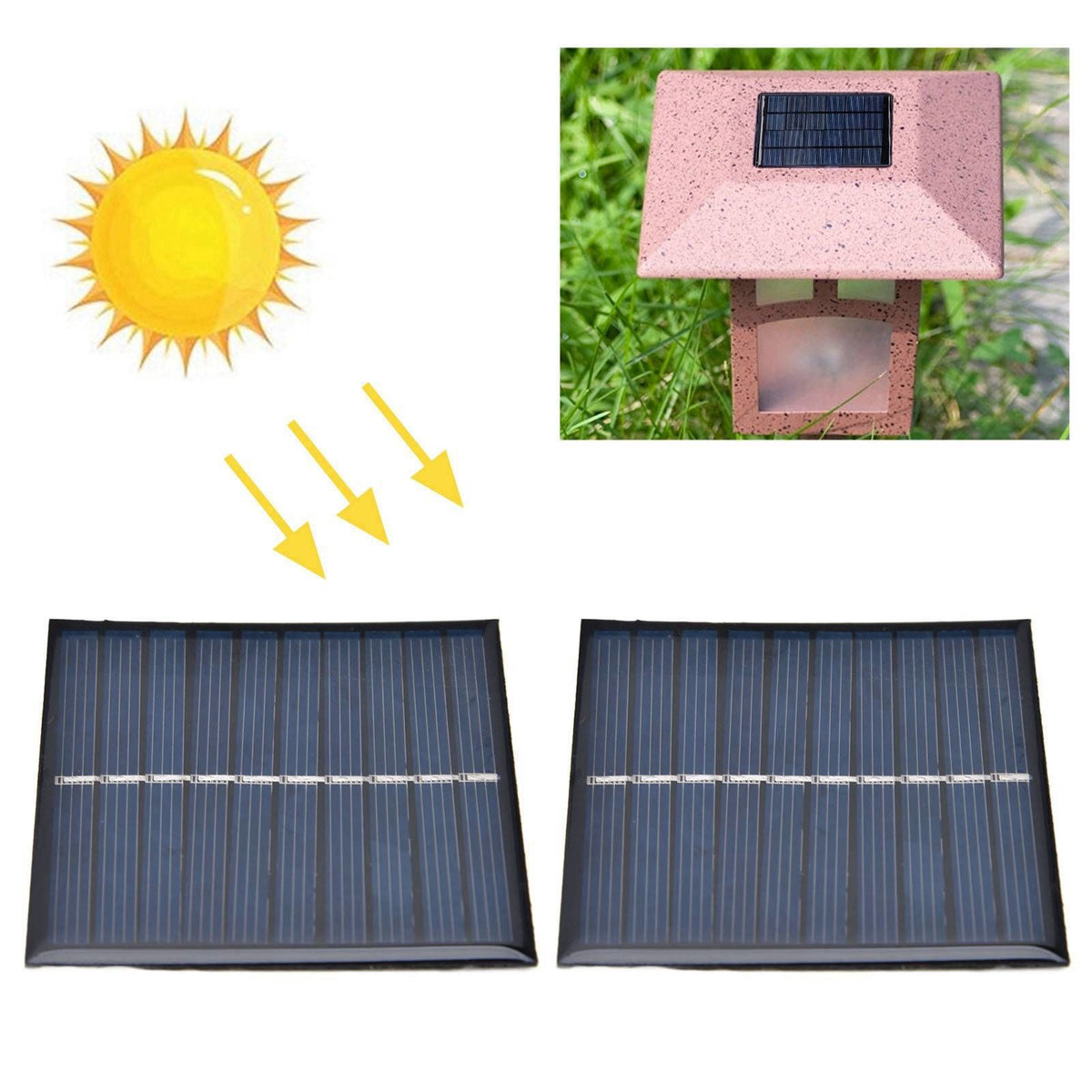 2Pcs Mini Solar Panel Portable Encapsulated Cell Epoxy Flexible DIY Use 0.7W 5V 0‑140mA