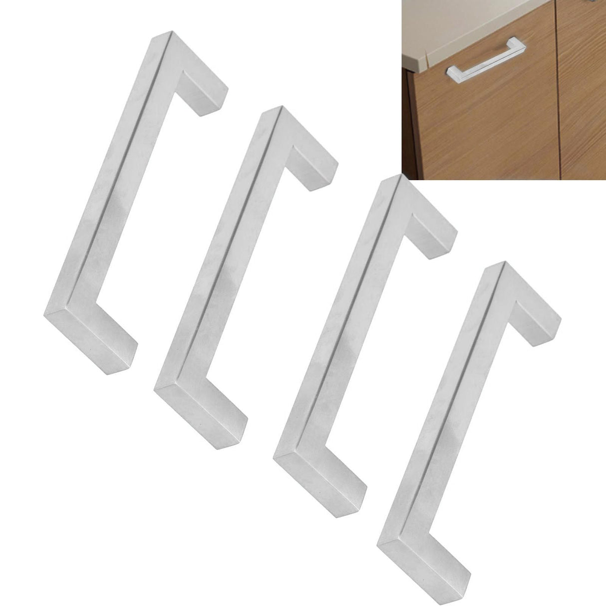4Set Cabinet Handles 201 Stainless Steel Cupboard Pulls for Furniture Doors Desk Drawers12x12x96