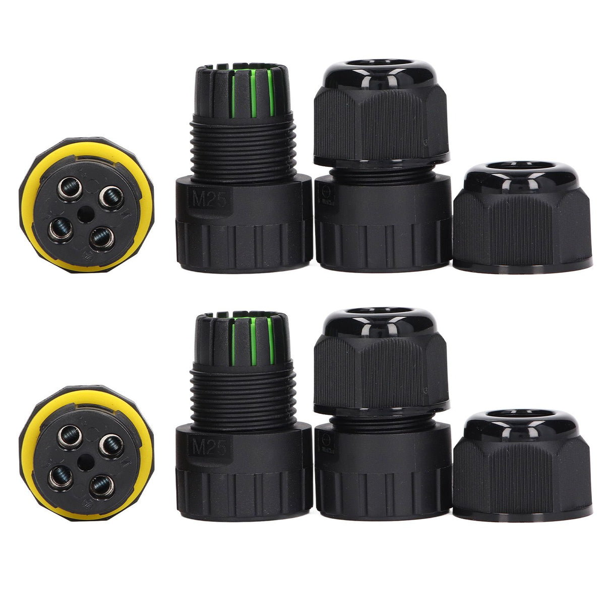 2PCS Junction Box Connector Garden M25 4 Core IP68 Waterproof 10‑14mm Electrical Power Cable Junction Box