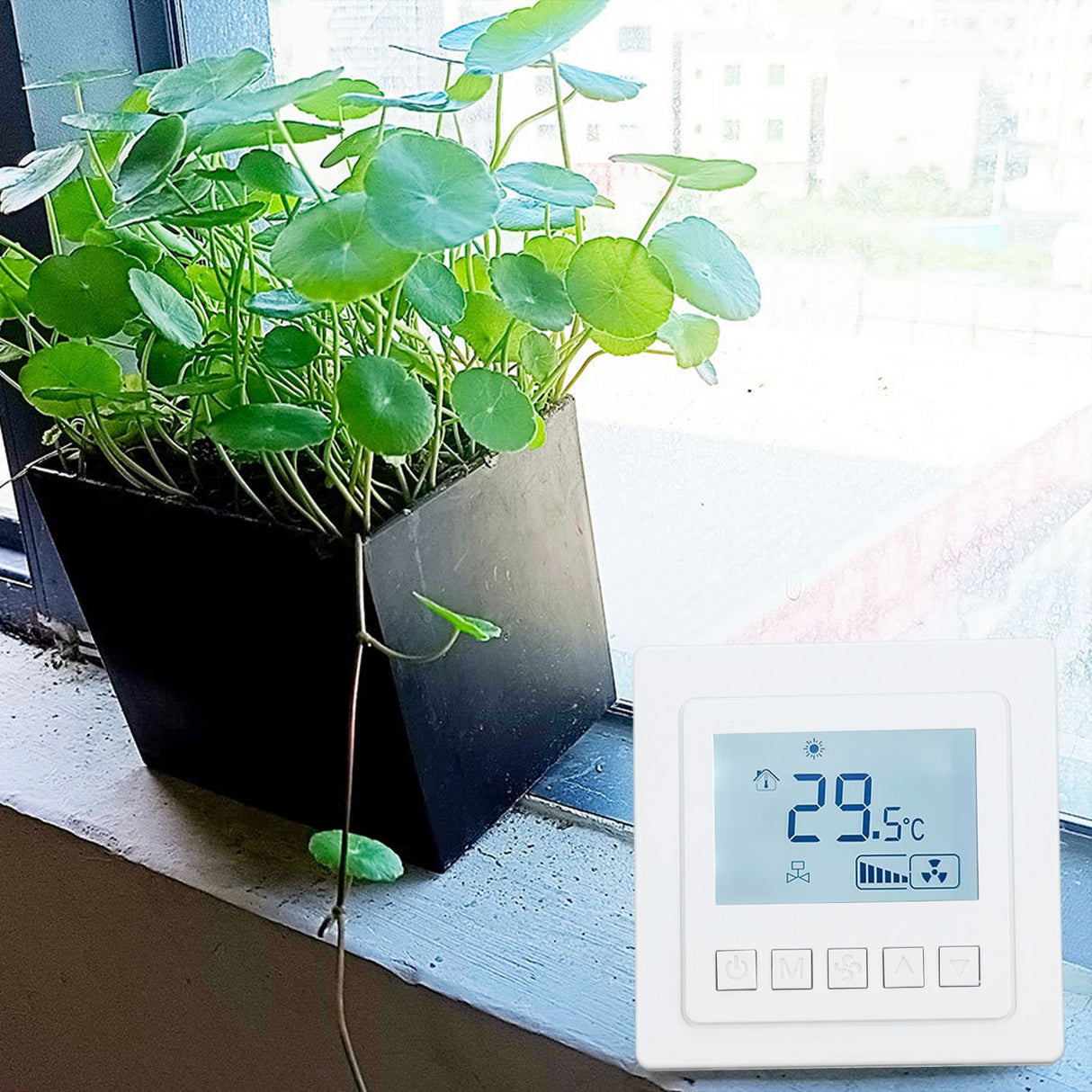 Air Conditioning Thermostat 5℃ To 35℃ ±1℃ High Accuracy Temperature Controller with Large LCD Display for Dining Room